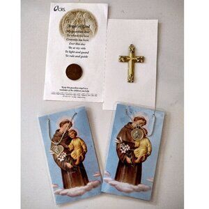 Catholic Medal Quartet Vintage New St. Anthony Guardian Angel Crucifix
